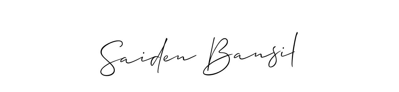 Create a beautiful signature design for name Saiden Bansil. With this signature (Allison_Script) fonts, you can make a handwritten signature for free. Saiden Bansil signature style 2 images and pictures png