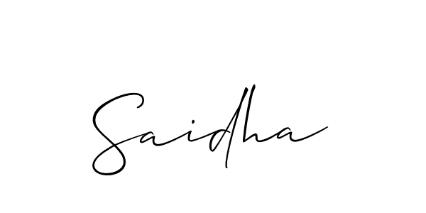 Design your own signature with our free online signature maker. With this signature software, you can create a handwritten (Allison_Script) signature for name Saidha. Saidha signature style 2 images and pictures png