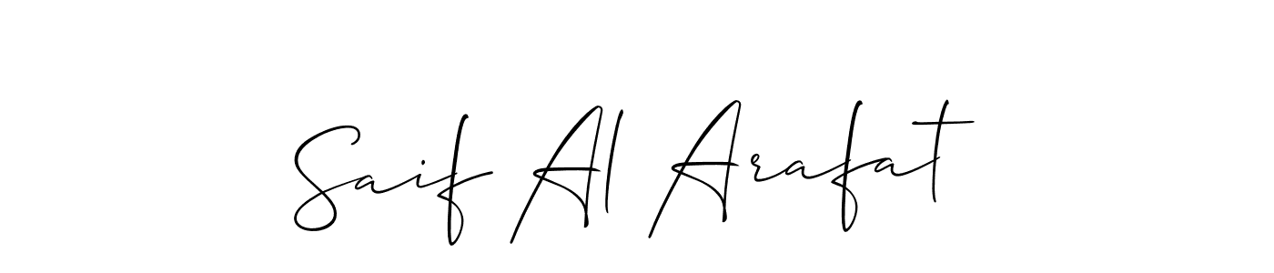 The best way (Allison_Script) to make a short signature is to pick only two or three words in your name. The name Saif Al Arafat include a total of six letters. For converting this name. Saif Al Arafat signature style 2 images and pictures png