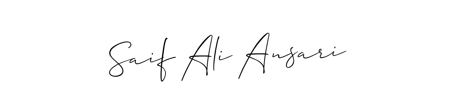 The best way (Allison_Script) to make a short signature is to pick only two or three words in your name. The name Saif Ali Ansari include a total of six letters. For converting this name. Saif Ali Ansari signature style 2 images and pictures png