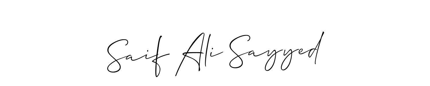 Allison_Script is a professional signature style that is perfect for those who want to add a touch of class to their signature. It is also a great choice for those who want to make their signature more unique. Get Saif Ali Sayyed name to fancy signature for free. Saif Ali Sayyed signature style 2 images and pictures png