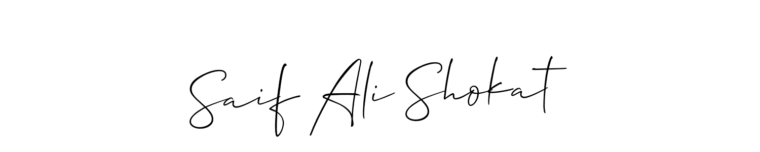 Create a beautiful signature design for name Saif Ali Shokat. With this signature (Allison_Script) fonts, you can make a handwritten signature for free. Saif Ali Shokat signature style 2 images and pictures png