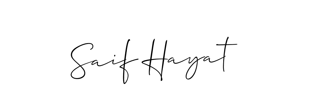 Make a short Saif Hayat signature style. Manage your documents anywhere anytime using Allison_Script. Create and add eSignatures, submit forms, share and send files easily. Saif Hayat signature style 2 images and pictures png