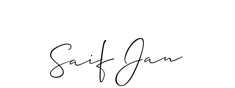 Design your own signature with our free online signature maker. With this signature software, you can create a handwritten (Allison_Script) signature for name Saif Jan. Saif Jan signature style 2 images and pictures png