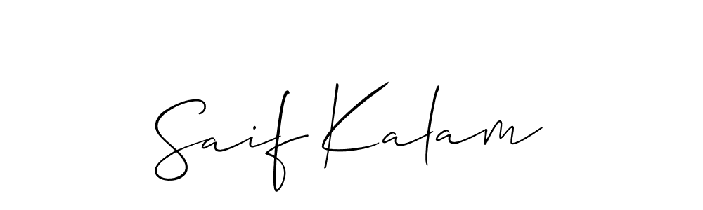 Use a signature maker to create a handwritten signature online. With this signature software, you can design (Allison_Script) your own signature for name Saif Kalam. Saif Kalam signature style 2 images and pictures png