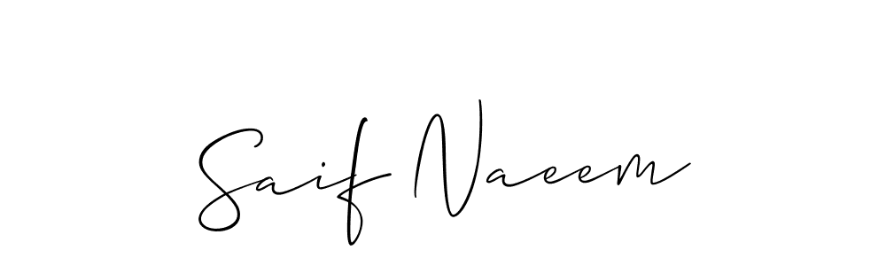 Also You can easily find your signature by using the search form. We will create Saif Naeem name handwritten signature images for you free of cost using Allison_Script sign style. Saif Naeem signature style 2 images and pictures png