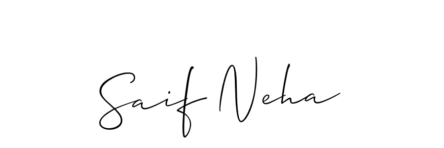 Also we have Saif Neha name is the best signature style. Create professional handwritten signature collection using Allison_Script autograph style. Saif Neha signature style 2 images and pictures png