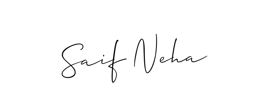 Also we have Saif Neha name is the best signature style. Create professional handwritten signature collection using Allison_Script autograph style. Saif Neha signature style 2 images and pictures png