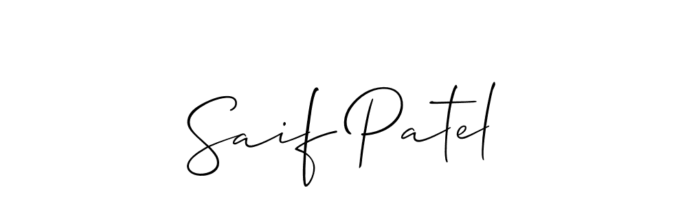 The best way (Allison_Script) to make a short signature is to pick only two or three words in your name. The name Saif Patel include a total of six letters. For converting this name. Saif Patel signature style 2 images and pictures png