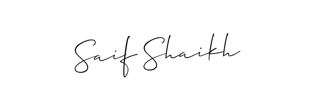 You should practise on your own different ways (Allison_Script) to write your name (Saif Shaikh) in signature. don't let someone else do it for you. Saif Shaikh signature style 2 images and pictures png