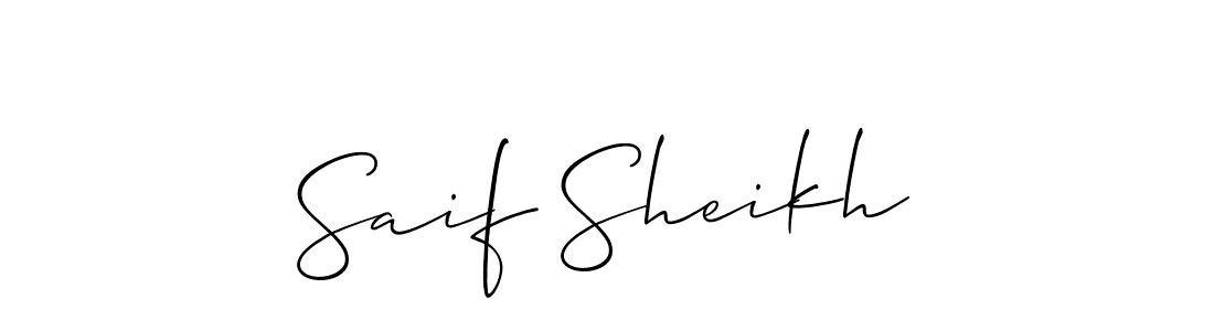 Saif Sheikh stylish signature style. Best Handwritten Sign (Allison_Script) for my name. Handwritten Signature Collection Ideas for my name Saif Sheikh. Saif Sheikh signature style 2 images and pictures png