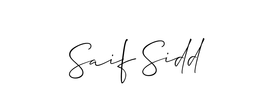 The best way (Allison_Script) to make a short signature is to pick only two or three words in your name. The name Saif Sidd include a total of six letters. For converting this name. Saif Sidd signature style 2 images and pictures png