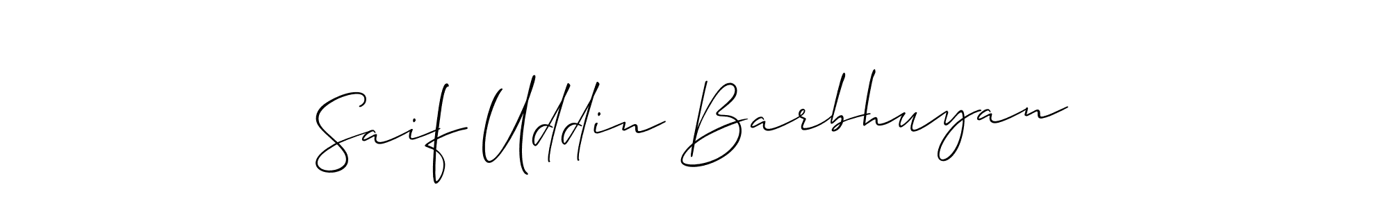 You should practise on your own different ways (Allison_Script) to write your name (Saif Uddin Barbhuyan) in signature. don't let someone else do it for you. Saif Uddin Barbhuyan signature style 2 images and pictures png