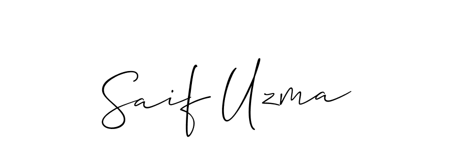 Create a beautiful signature design for name Saif Uzma. With this signature (Allison_Script) fonts, you can make a handwritten signature for free. Saif Uzma signature style 2 images and pictures png