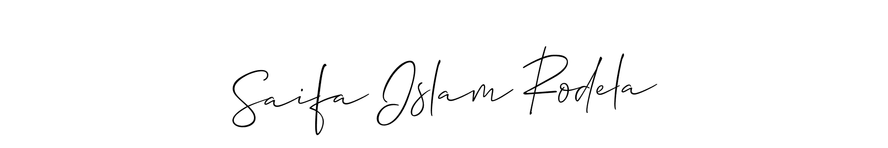 Allison_Script is a professional signature style that is perfect for those who want to add a touch of class to their signature. It is also a great choice for those who want to make their signature more unique. Get Saifa Islam Rodela name to fancy signature for free. Saifa Islam Rodela signature style 2 images and pictures png