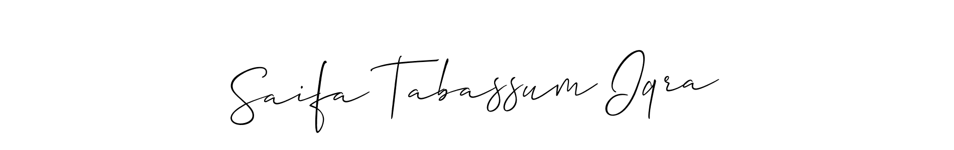 You should practise on your own different ways (Allison_Script) to write your name (Saifa Tabassum Iqra) in signature. don't let someone else do it for you. Saifa Tabassum Iqra signature style 2 images and pictures png