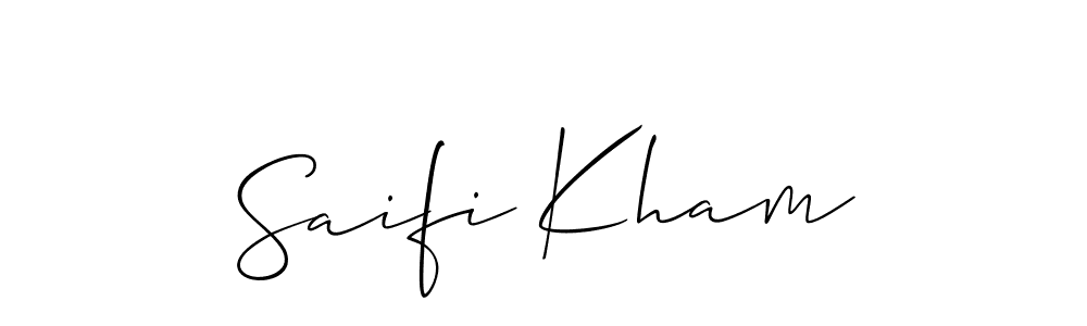 if you are searching for the best signature style for your name Saifi Kham. so please give up your signature search. here we have designed multiple signature styles  using Allison_Script. Saifi Kham signature style 2 images and pictures png