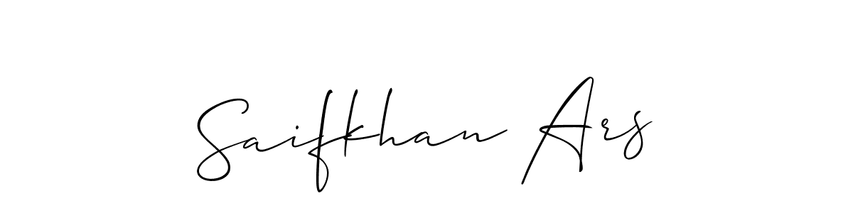 How to make Saifkhan Ars name signature. Use Allison_Script style for creating short signs online. This is the latest handwritten sign. Saifkhan Ars signature style 2 images and pictures png