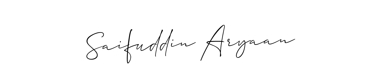 Also You can easily find your signature by using the search form. We will create Saifuddin Aryaan name handwritten signature images for you free of cost using Allison_Script sign style. Saifuddin Aryaan signature style 2 images and pictures png