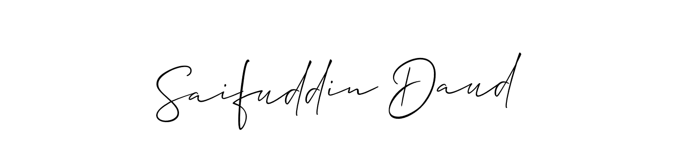 Make a short Saifuddin Daud signature style. Manage your documents anywhere anytime using Allison_Script. Create and add eSignatures, submit forms, share and send files easily. Saifuddin Daud signature style 2 images and pictures png