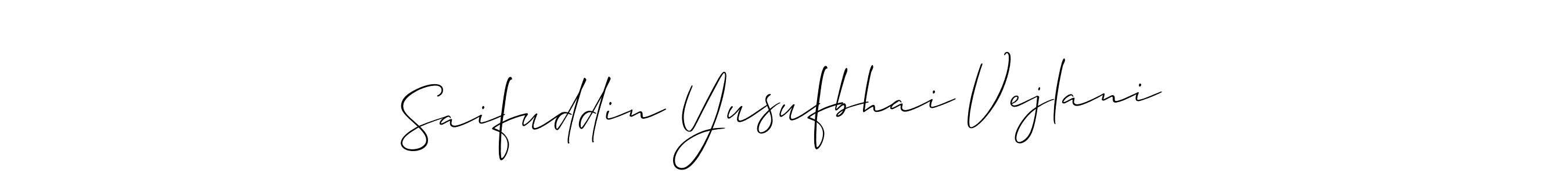 How to make Saifuddin Yusufbhai Vejlani name signature. Use Allison_Script style for creating short signs online. This is the latest handwritten sign. Saifuddin Yusufbhai Vejlani signature style 2 images and pictures png