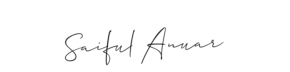 The best way (Allison_Script) to make a short signature is to pick only two or three words in your name. The name Saiful Anuar include a total of six letters. For converting this name. Saiful Anuar signature style 2 images and pictures png