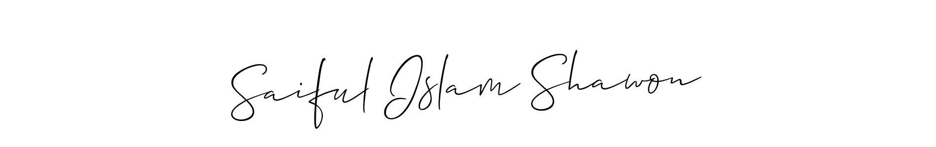 Use a signature maker to create a handwritten signature online. With this signature software, you can design (Allison_Script) your own signature for name Saiful Islam Shawon. Saiful Islam Shawon signature style 2 images and pictures png