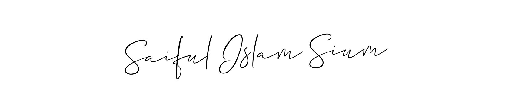 Design your own signature with our free online signature maker. With this signature software, you can create a handwritten (Allison_Script) signature for name Saiful Islam Sium. Saiful Islam Sium signature style 2 images and pictures png