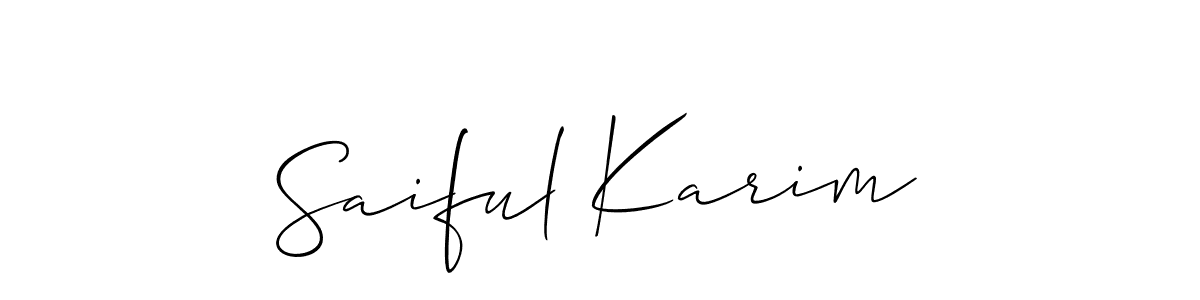 Create a beautiful signature design for name Saiful Karim. With this signature (Allison_Script) fonts, you can make a handwritten signature for free. Saiful Karim signature style 2 images and pictures png