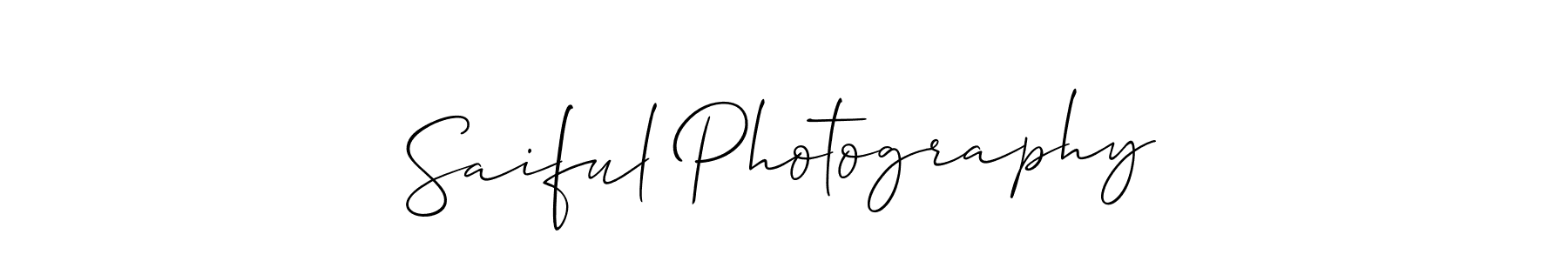 You should practise on your own different ways (Allison_Script) to write your name (Saiful Photography) in signature. don't let someone else do it for you. Saiful Photography signature style 2 images and pictures png