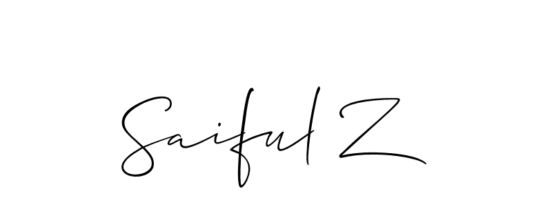 Allison_Script is a professional signature style that is perfect for those who want to add a touch of class to their signature. It is also a great choice for those who want to make their signature more unique. Get Saiful Z name to fancy signature for free. Saiful Z signature style 2 images and pictures png