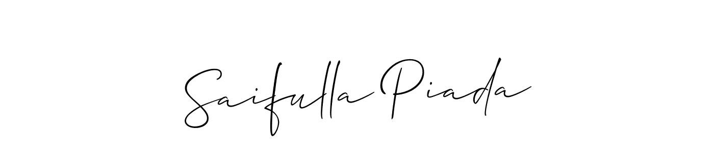Make a beautiful signature design for name Saifulla Piada. With this signature (Allison_Script) style, you can create a handwritten signature for free. Saifulla Piada signature style 2 images and pictures png