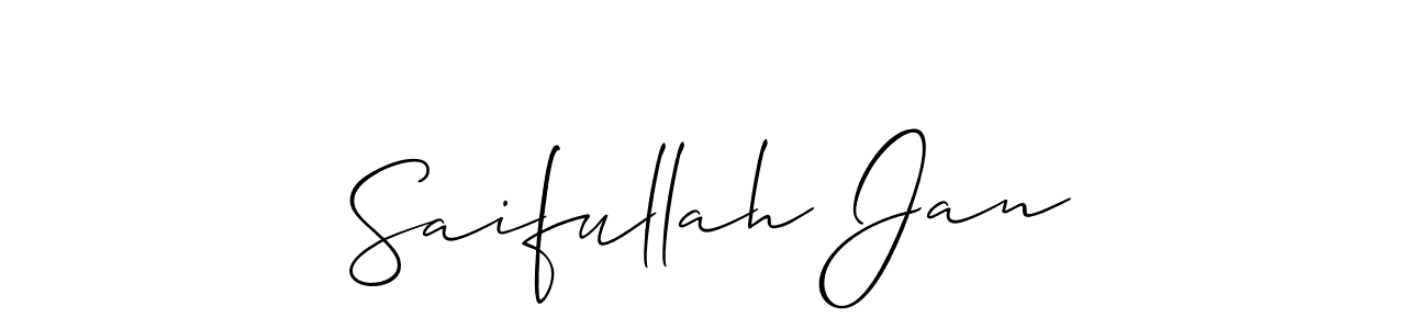 The best way (Allison_Script) to make a short signature is to pick only two or three words in your name. The name Saifullah Jan include a total of six letters. For converting this name. Saifullah Jan signature style 2 images and pictures png