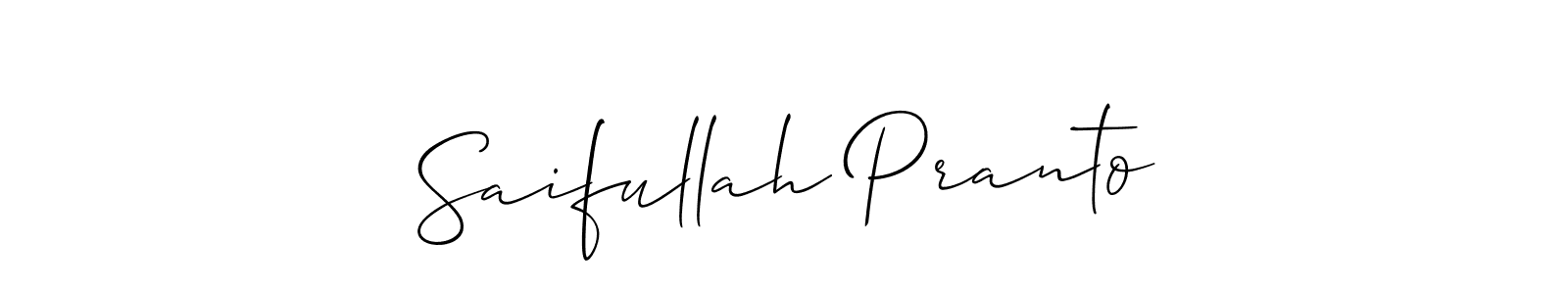 Make a short Saifullah Pranto signature style. Manage your documents anywhere anytime using Allison_Script. Create and add eSignatures, submit forms, share and send files easily. Saifullah Pranto signature style 2 images and pictures png