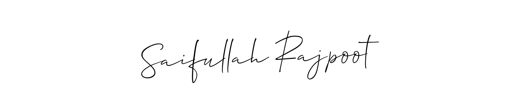 Allison_Script is a professional signature style that is perfect for those who want to add a touch of class to their signature. It is also a great choice for those who want to make their signature more unique. Get Saifullah Rajpoot name to fancy signature for free. Saifullah Rajpoot signature style 2 images and pictures png