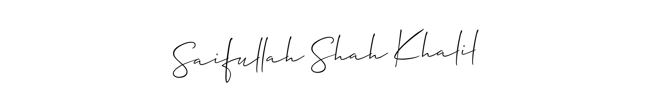 if you are searching for the best signature style for your name Saifullah Shah Khalil. so please give up your signature search. here we have designed multiple signature styles  using Allison_Script. Saifullah Shah Khalil signature style 2 images and pictures png
