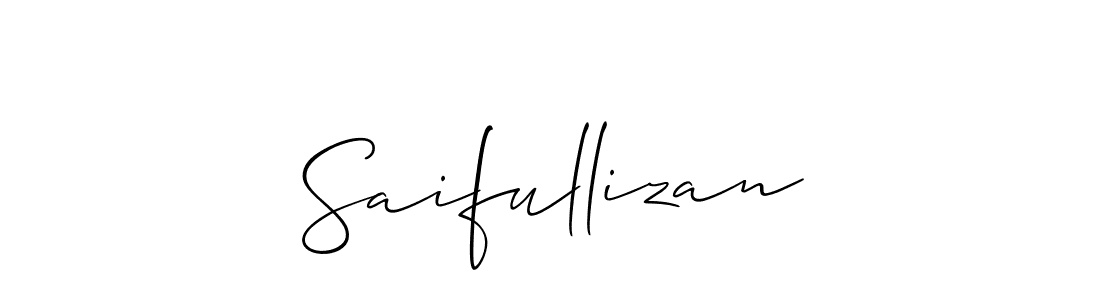 Use a signature maker to create a handwritten signature online. With this signature software, you can design (Allison_Script) your own signature for name Saifullizan. Saifullizan signature style 2 images and pictures png