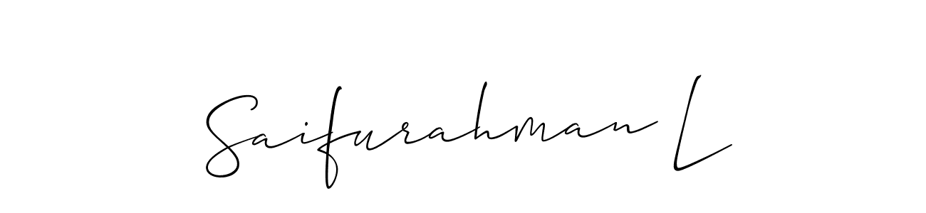 if you are searching for the best signature style for your name Saifurahman L. so please give up your signature search. here we have designed multiple signature styles  using Allison_Script. Saifurahman L signature style 2 images and pictures png