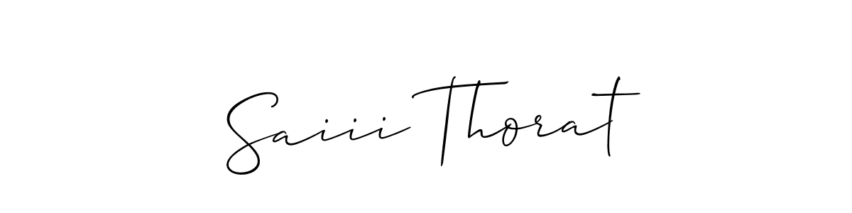 The best way (Allison_Script) to make a short signature is to pick only two or three words in your name. The name Saiii Thorat include a total of six letters. For converting this name. Saiii Thorat signature style 2 images and pictures png