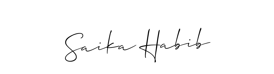 Design your own signature with our free online signature maker. With this signature software, you can create a handwritten (Allison_Script) signature for name Saika Habib. Saika Habib signature style 2 images and pictures png
