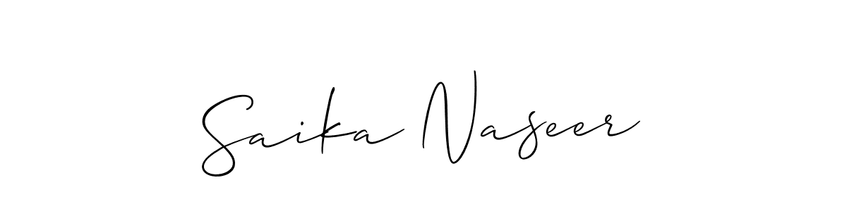 Create a beautiful signature design for name Saika Naseer. With this signature (Allison_Script) fonts, you can make a handwritten signature for free. Saika Naseer signature style 2 images and pictures png