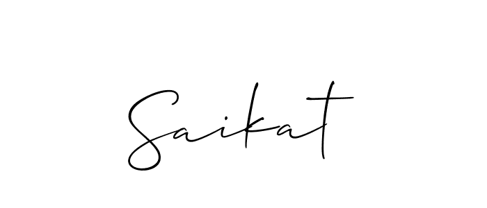The best way (Allison_Script) to make a short signature is to pick only two or three words in your name. The name Saikat  include a total of six letters. For converting this name. Saikat  signature style 2 images and pictures png