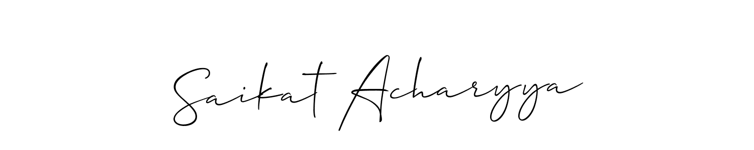 The best way (Allison_Script) to make a short signature is to pick only two or three words in your name. The name Saikat Acharyya include a total of six letters. For converting this name. Saikat Acharyya signature style 2 images and pictures png