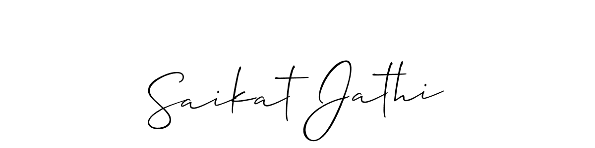 Create a beautiful signature design for name Saikat Jathi. With this signature (Allison_Script) fonts, you can make a handwritten signature for free. Saikat Jathi signature style 2 images and pictures png