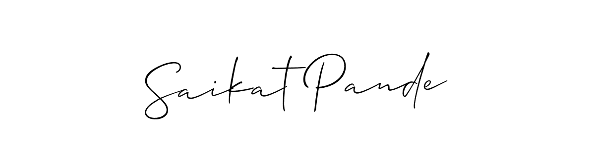 Create a beautiful signature design for name Saikat Pande. With this signature (Allison_Script) fonts, you can make a handwritten signature for free. Saikat Pande signature style 2 images and pictures png