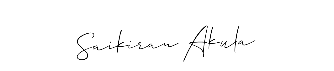 It looks lik you need a new signature style for name Saikiran Akula. Design unique handwritten (Allison_Script) signature with our free signature maker in just a few clicks. Saikiran Akula signature style 2 images and pictures png