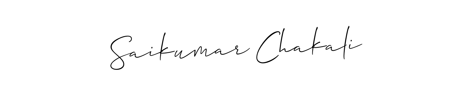 if you are searching for the best signature style for your name Saikumar Chakali. so please give up your signature search. here we have designed multiple signature styles  using Allison_Script. Saikumar Chakali signature style 2 images and pictures png