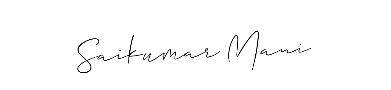 Make a short Saikumar Mani signature style. Manage your documents anywhere anytime using Allison_Script. Create and add eSignatures, submit forms, share and send files easily. Saikumar Mani signature style 2 images and pictures png