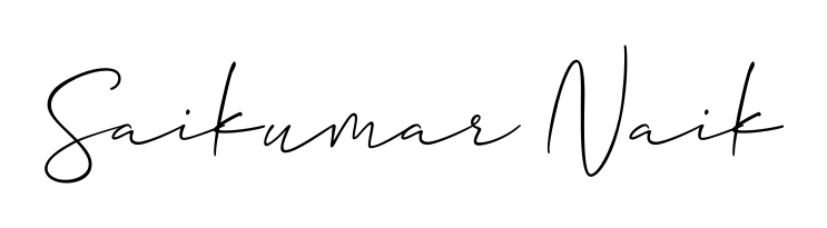 The Allison_Script handwriting style adds charm and authenticity to name Saikumar Naik. A wonderful choice for personal thank-you notes. Saikumar Naik signature style 2 images and pictures png
