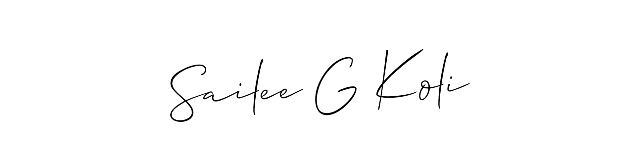 This is the best signature style for the Sailee G Koli name. Also you like these signature font (Allison_Script). Mix name signature. Sailee G Koli signature style 2 images and pictures png